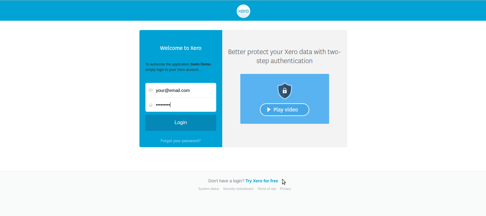 Sign in to your Xero account